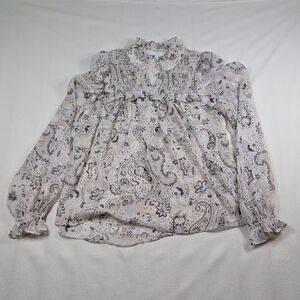 Floral Paisley Blouse - Cream and Gray